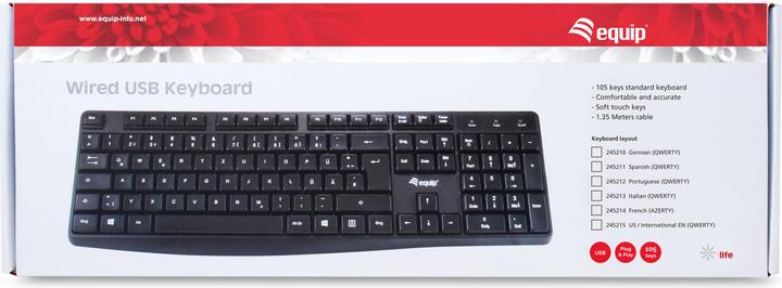 Actual product image equip Wired USB Keyboard black,US Layout (US, Cable)