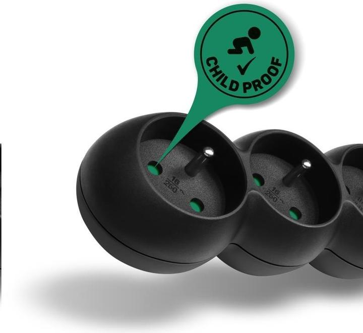 Actual product image Connectit CONNECT IT extension cable 230 V, 5 sockets, 2 m, with switch (black) (2 m)