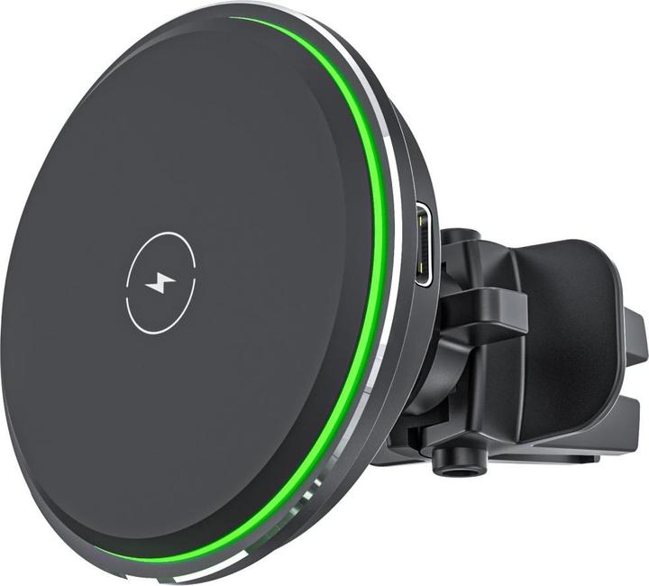 Actual product image Qualo MagSafe car air vent holder with inductive charging LED MS black QMUS-KO-LD-01