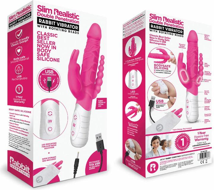 Produktbild Rabbit essentials Slim realistic double penetration pink
