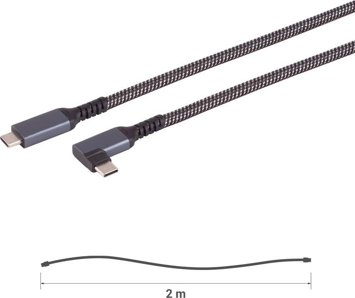 Produktbild S-Impuls 3er-Set Schnellladekabel USB-C auf USB-C 90Â° Winkelstecker, schwarz/weiss, 2 m, textil (2 m, 100 W)