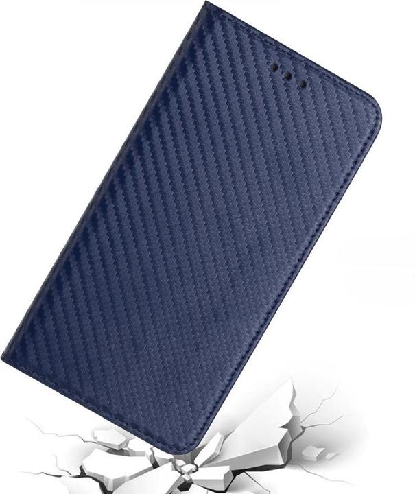Productafbeelding Cover-Discount iPhone 15 - Carbon Look Flip Case Cover blauw (Apple iPhone 15)