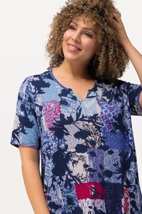 Produktbild Ulla Popken T-Shirt, Patchdruck, A-Linie, Tunika-Ausschnitt, Halbarm (50, 52)
