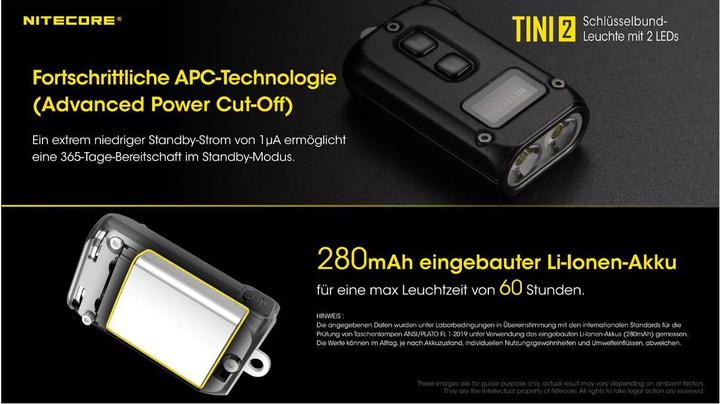 Actual product image Nitecore TINI 2 - 500 lumen, grey (4.70 cm, 500 lm)