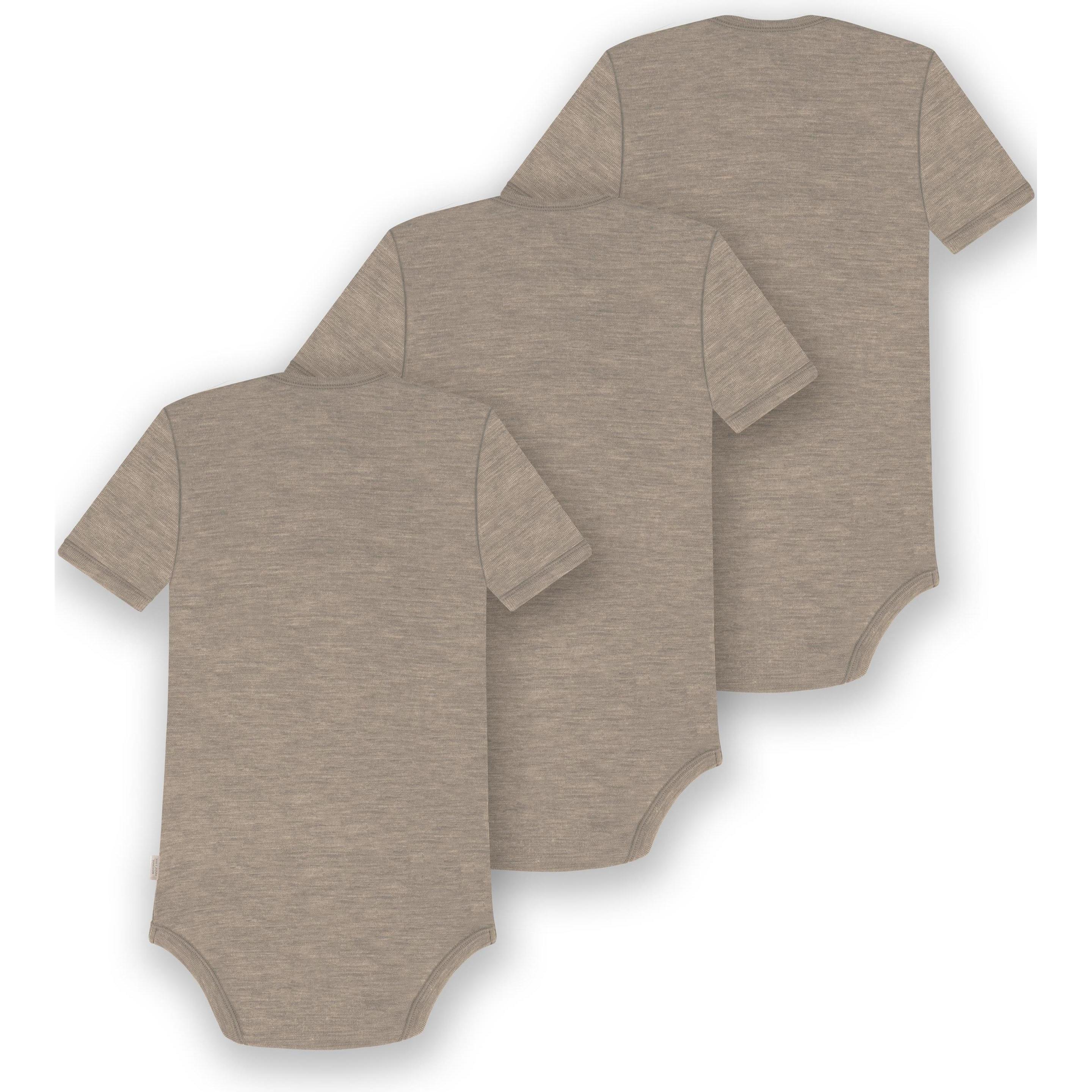 Thumbnail - Normani, Herren, Body, 3er Set Baby Merino Body Kurzarm „Tauranga" - 9291, Beige, (80)