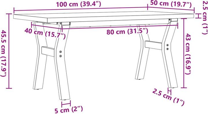 Image du produit vidaXL Couchtisch (100 x 50 x 45.50 cm)