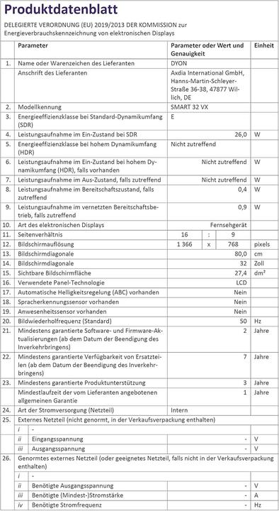 Produktbild Dyon Smart 32 VX (32", LCD, WXGA)