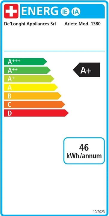 Label énergétique Ariete 1380 Machine à café