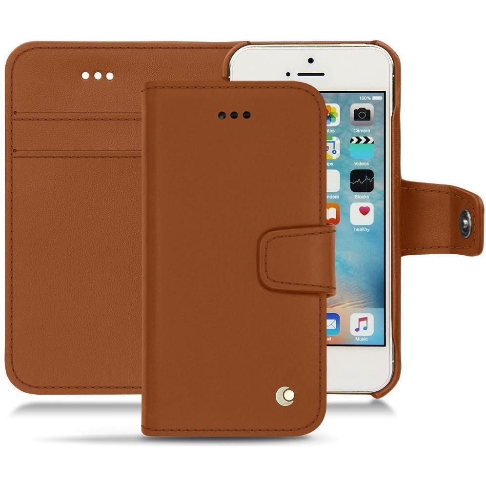 Noreve Lederschutzhülle Wallet (Apple iPhone SE), Smartphone Hülle, Braun