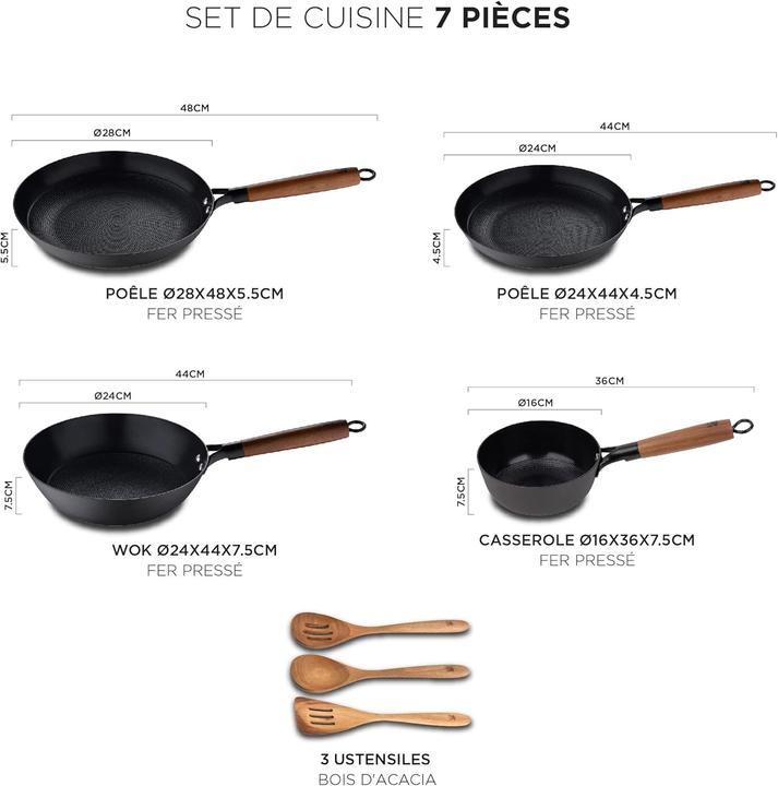 Produktbild MasterPRO Komplettes Kochset mit Keramikbeschichtung, Acacia-Griffen, für alle Herdarten, PFAS-frei (Bratpfanne, Kochtopf)