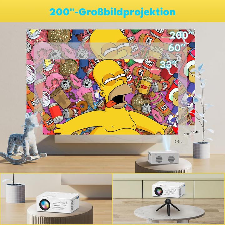 Produktbild Purshe Mini Beamer mit Bluetoothfunktion (Full HD, 9500 lm)