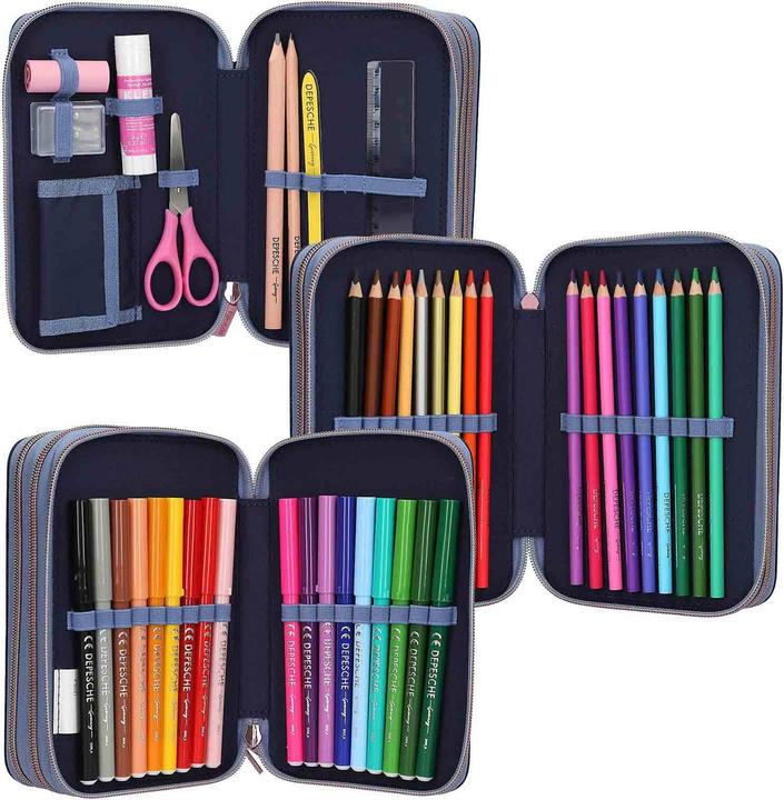 Actual product image Magni Depesche TOPModel pencil case LED WOLF 3-compartment filled 7,5x13x20cm