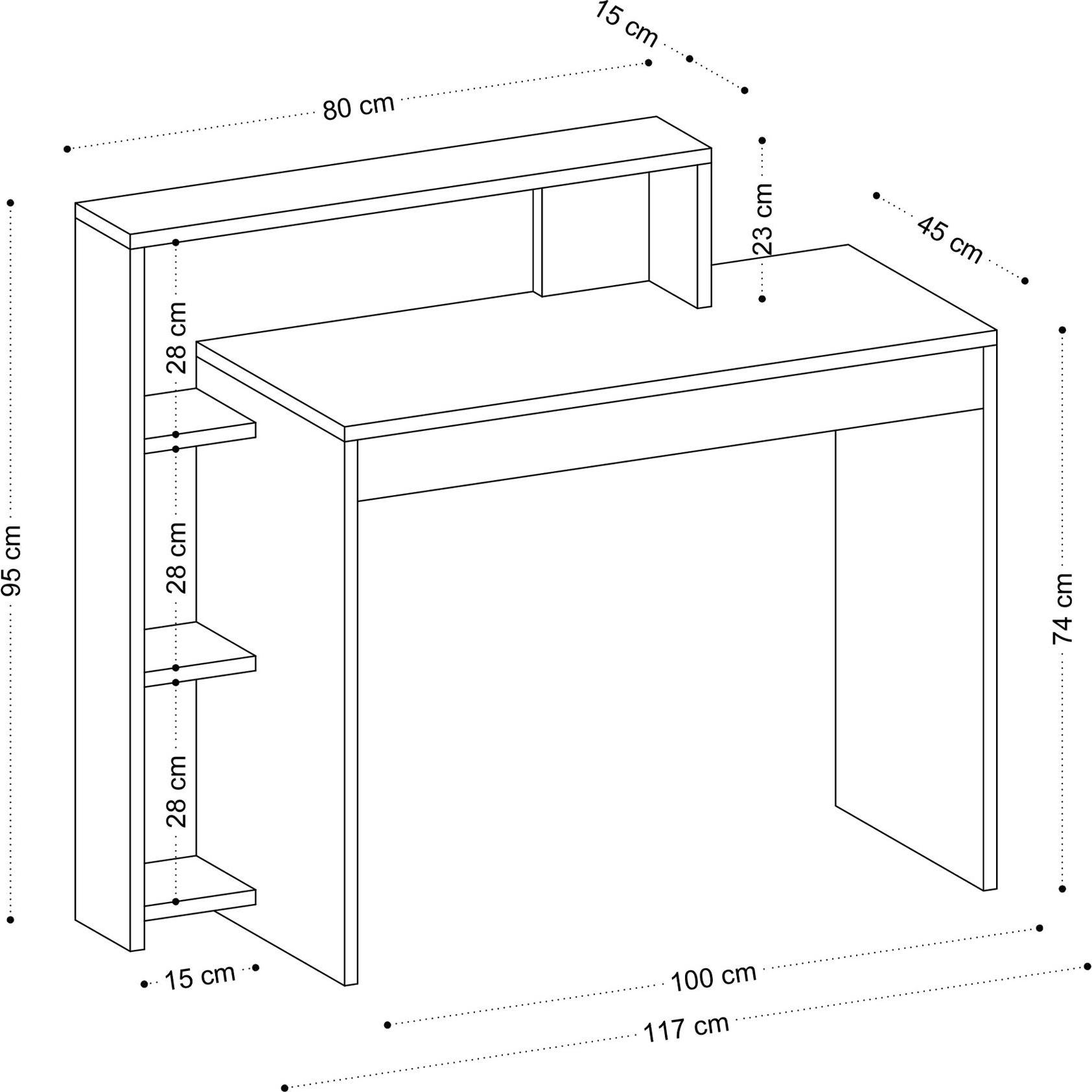 Thumbnail - Kalune Design, Schreibtisch, Camilla (95 x 45 x 117 cm)