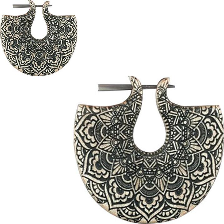 Immagine prodotto Star Piercing Piastra per orecchini Mandala Flower incisa in legno di coccodrillo (senza ottone, Organico)