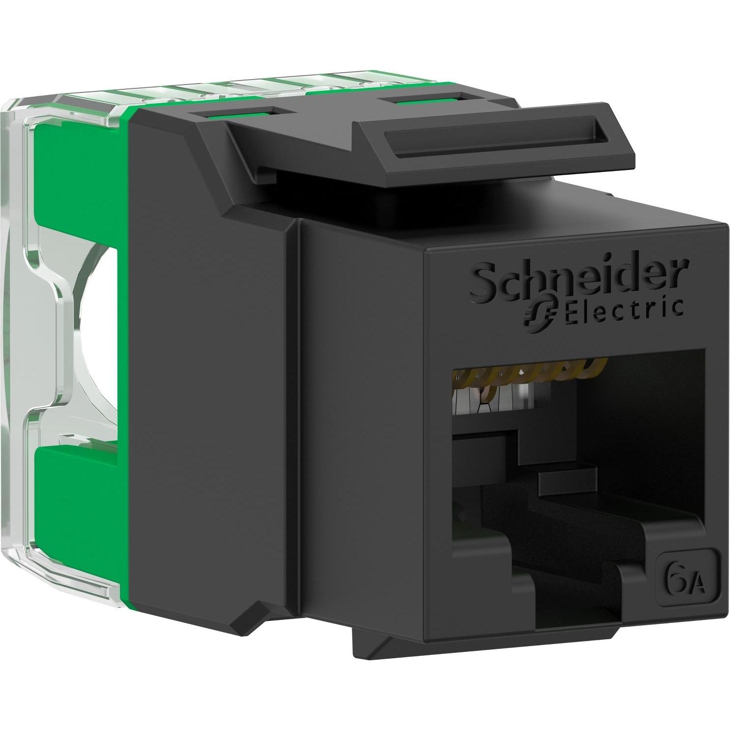Schneider, Netzstecker + Netzkupplung, Actassi S-110 Stecker RJ45 Keystone Ungeschirmt Cat6A Schwarz - Beutel x 1 VDIB17...