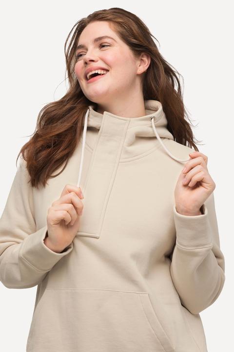 Immagine prodotto Ulla Popken Maglia di cotone biologico con cappuccio, zip e maniche lunghe (46, 48)