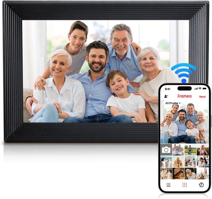 Actual product image Moman Digital Photo Frame with Wi-Fi, Touchscreen, 32GB Memory, Auto-Rotation, App Sharing, Ideal Gift (10.10", 1280 x 800 pixels)