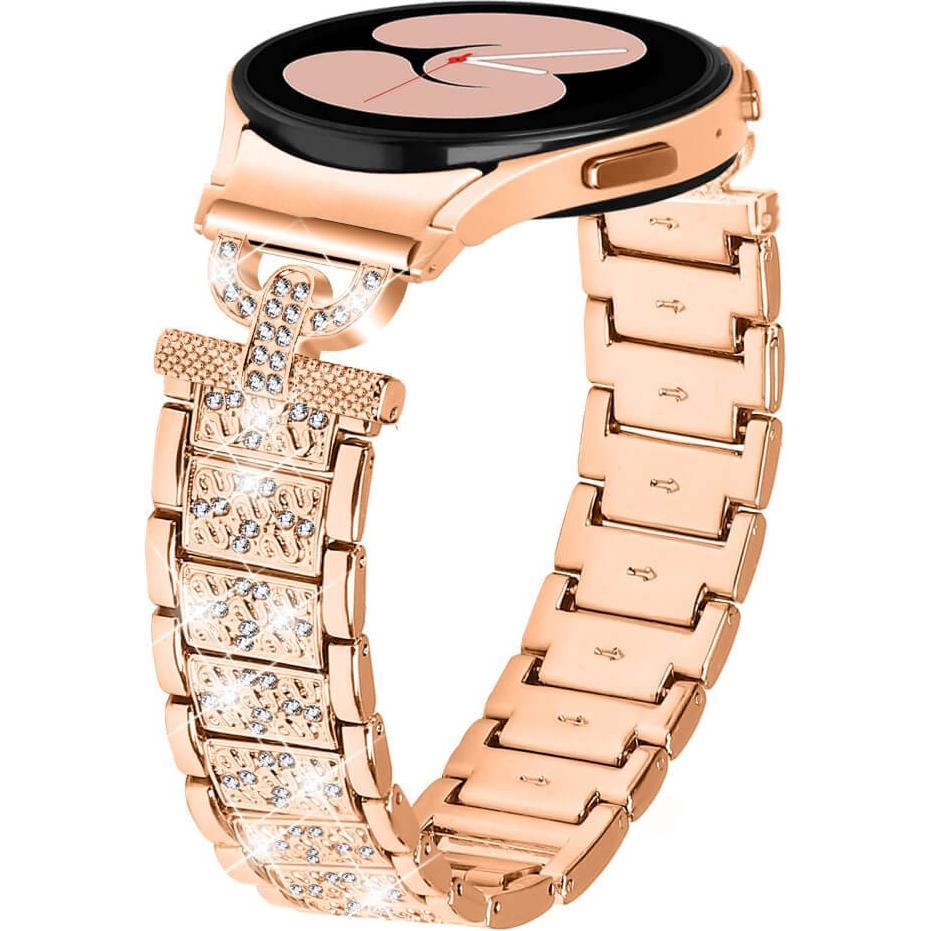 Thumbnail - Cover-Discount Edelstahl Armband mit Strass 20mm roségold (20 mm, Edelstahl), Uhrenarmband, Gold