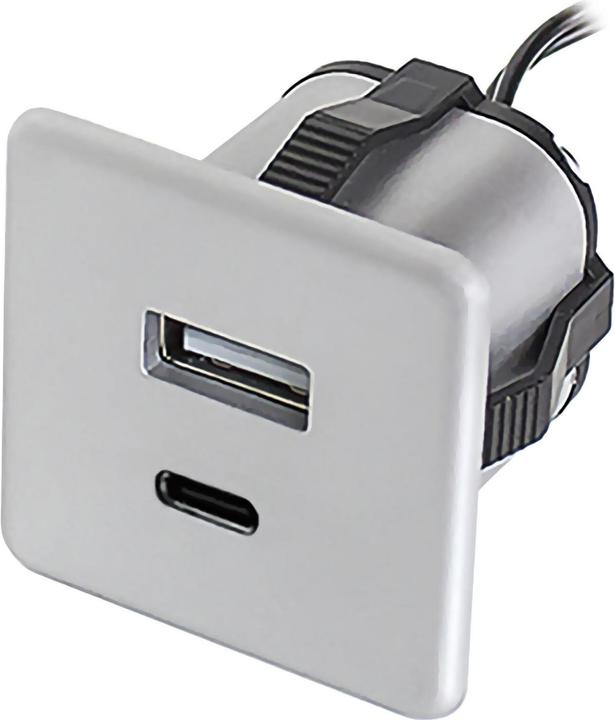 Produktbild Furnika Einbau USB-Charger alufarbig 1xTYP-A + C (12 W, 2 Ports)