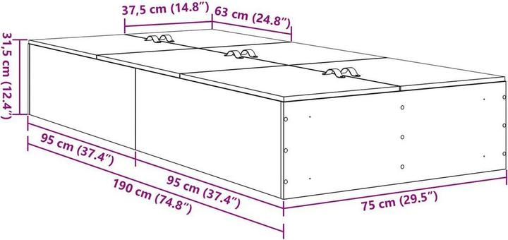 Actual product image vidaXL Aufbewahrungsbettgestell (70 x 190 cm)