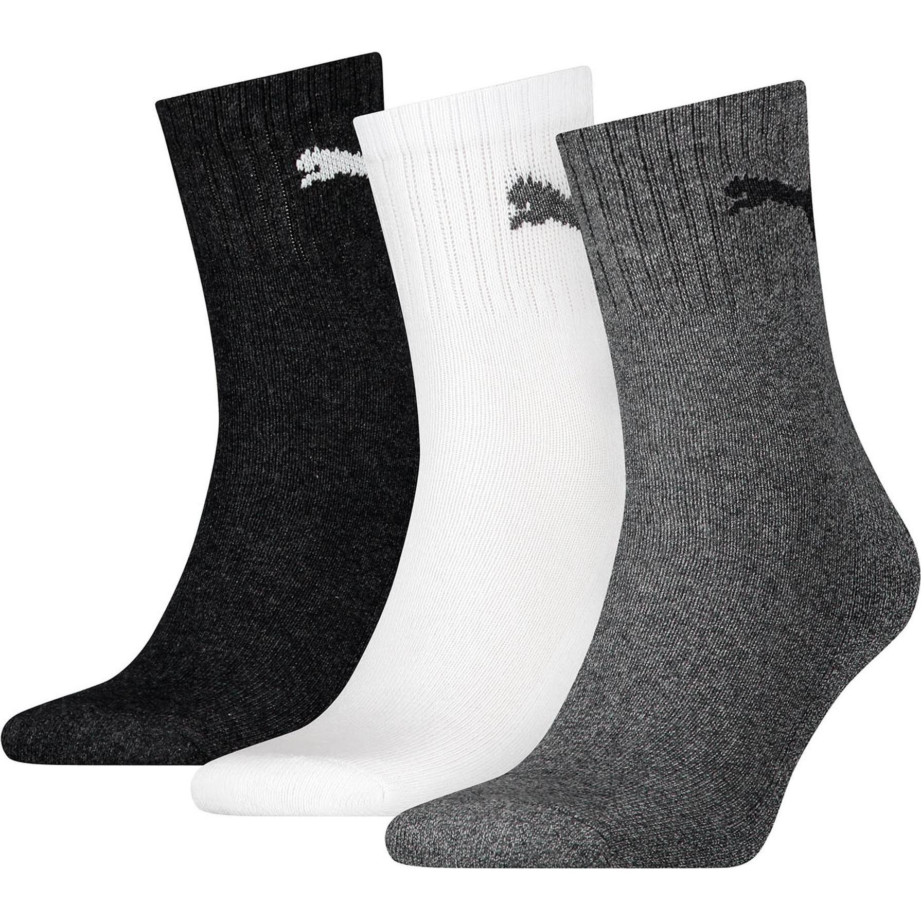 Puma, Herren, Sportsocken, Dreierpack Socken (43 - 46), Schwarz, Weiss, Grau