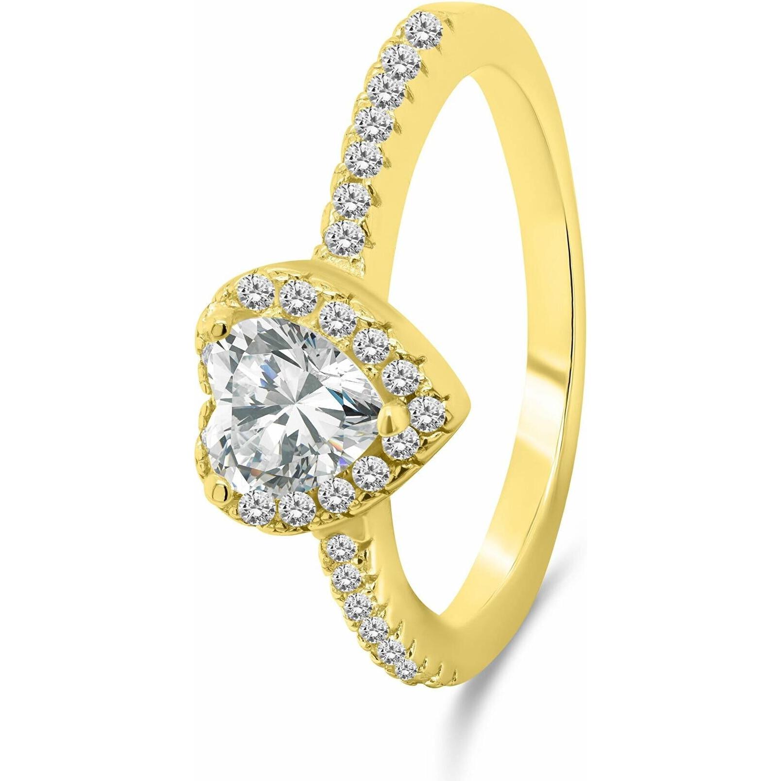 Brilio, Anello, Silver - Romantic gold-plated ring Heart RI047Y - Circuit: 54 mm, (54)