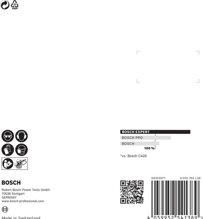 Image du produit Bosch Professional Zubehör Papier abrasif Expert C470 avec 8 trous pour ponceuse excentrique, 115 mm, G 320, 5 pces. (P320)