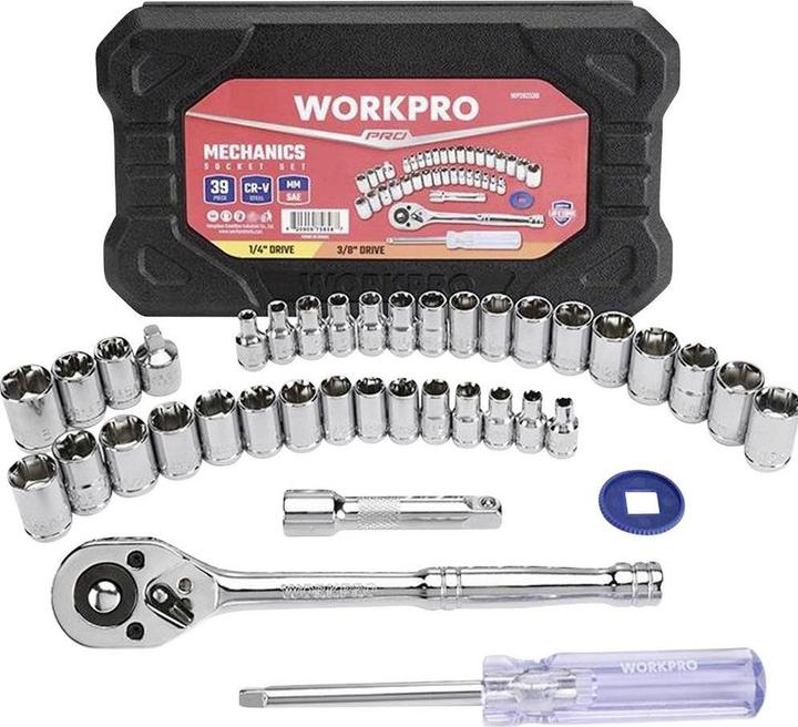 Workpro Schraubendrehereinsatz-Set metrisch, zöllig 39teilig WP202536 (10 mm, 11 mm, 12 mm, 13 mm, 4 mm, 4.5 mm, 5 mm, 5.5 mm, 6 mm, 6.5 mm, 7 mm, 8 mm, 9 mm)
