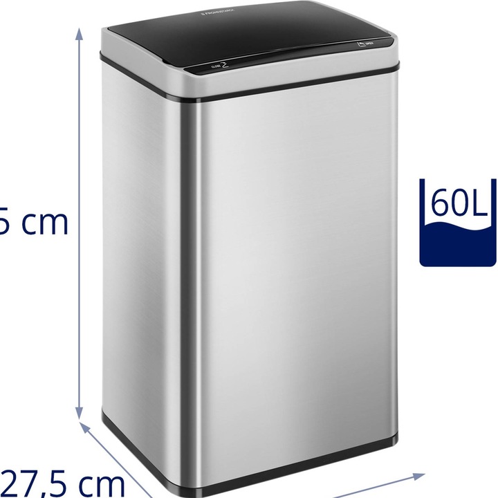 Produktbild Fromm & Starck Mülleimer Automatik Sensor Abfalleimer Papierkorb Duo Müllbehälter Edelstahl 60L (60 l)