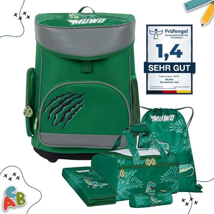 Produktbild Muwo 5-teiliges Schulranzen-Set im Dinosaurier Design für Kinder (20 l)
