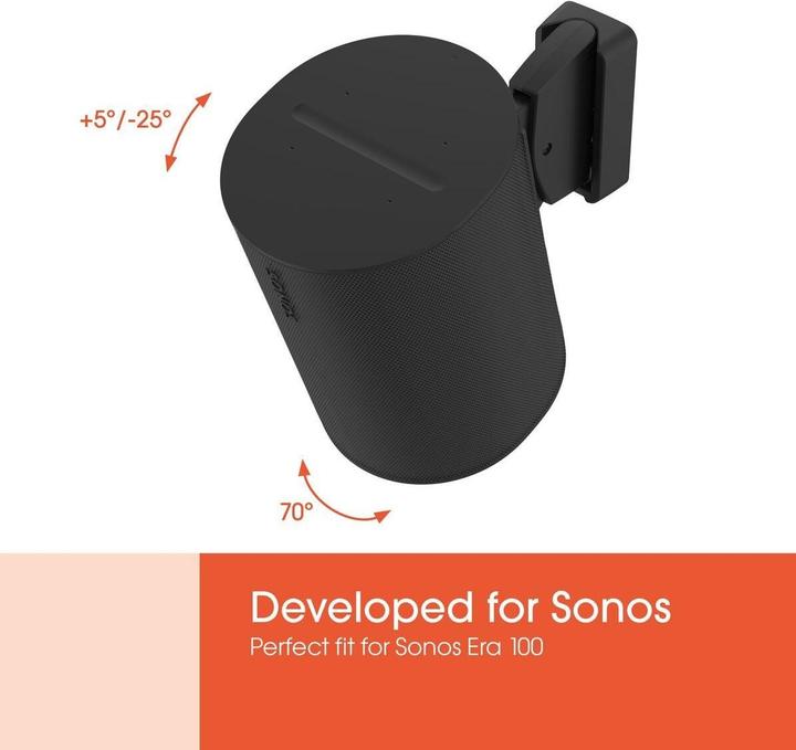 Produktbild Vogels TV bracket Speaker Wall Mount for Sonos Era 100 (black) | (Wandmontage, Drehbar, Neigbar)