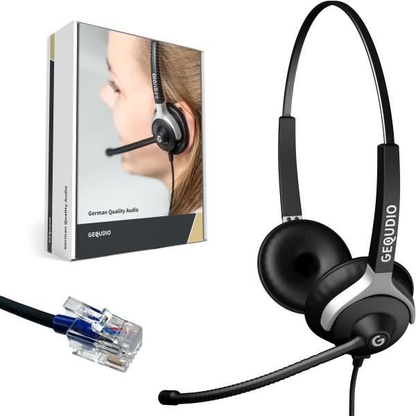 Gequdio Headset 2-Ohr kompatibel für Cisco Telefone Anschlusskabel inklusive (Kabelgebunden), Office Headset, Schwarz