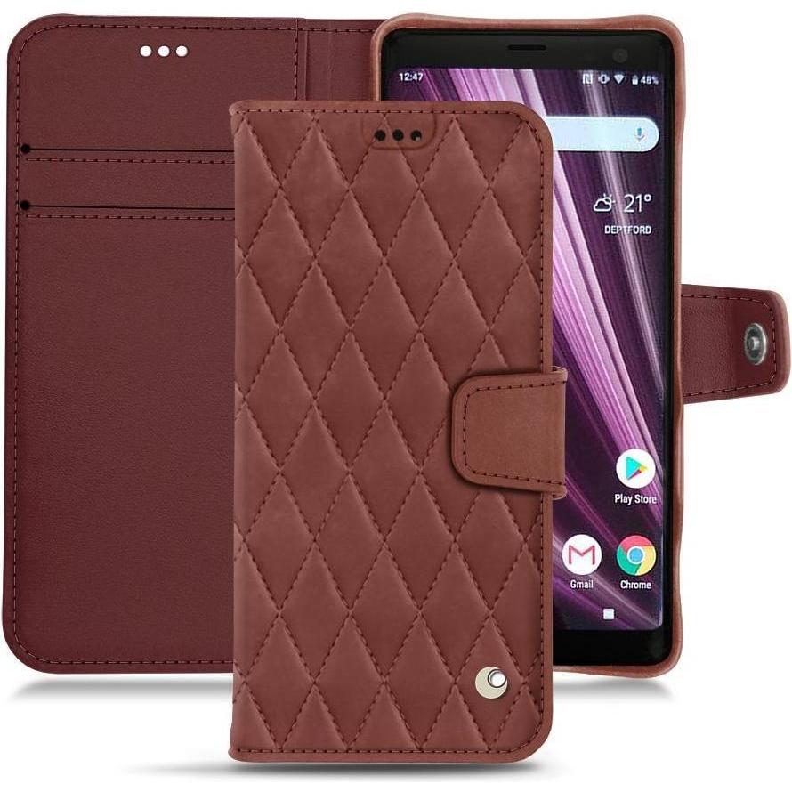 Noreve Lederschutzhülle Wallet (Sony Xperia XZ3), Smartphone Hülle, Rot