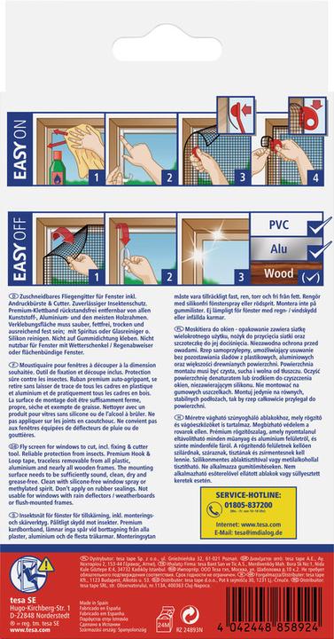 Produktbild tesa Insektenschutz COMFORT für Fenster, mit Klettband, selbstklebend, ohne Bohren (120 x 240 cm)