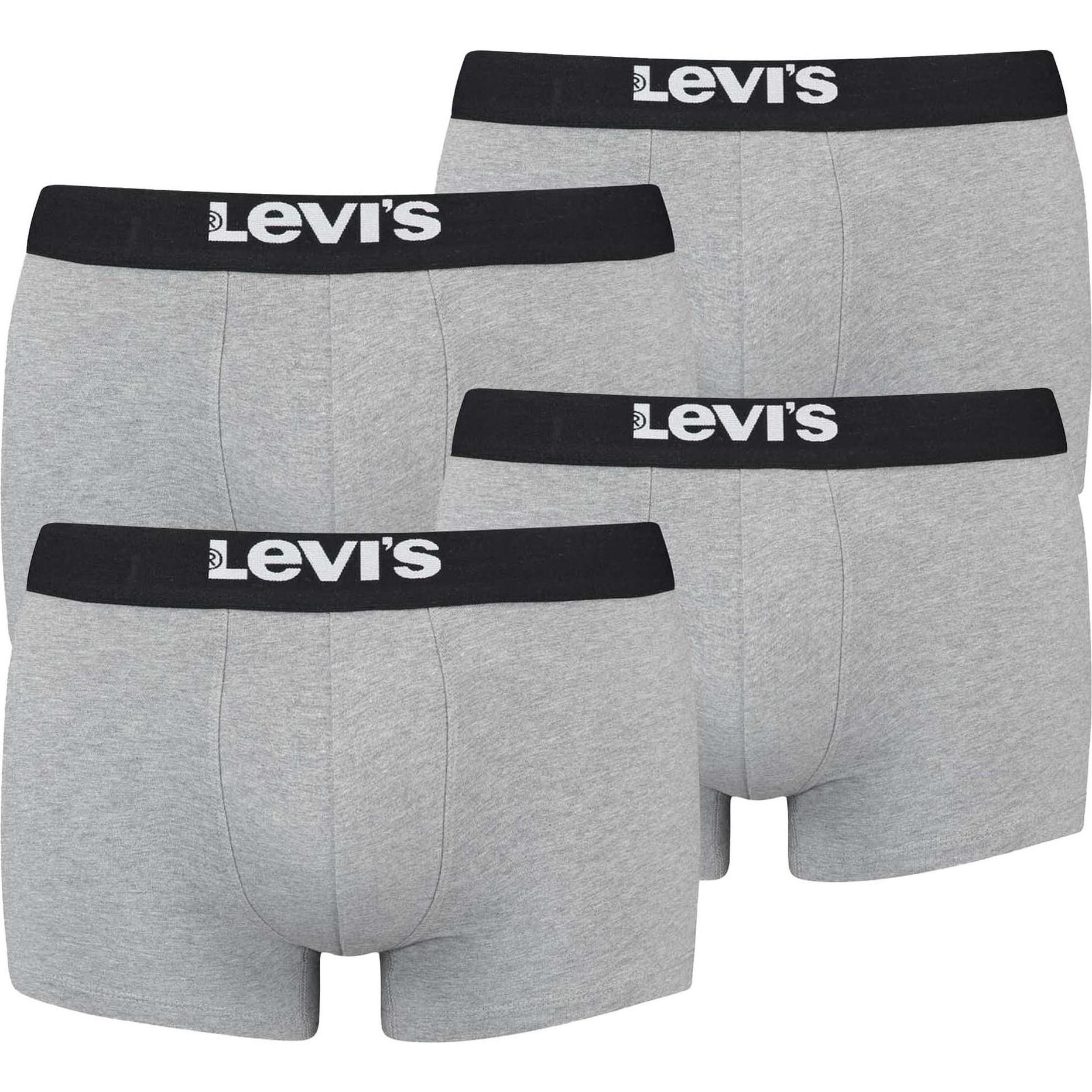 Levis, Herren, Unterhosen, Boxershort Casual Figurbetont, Grau, (L, 4er Pack)
