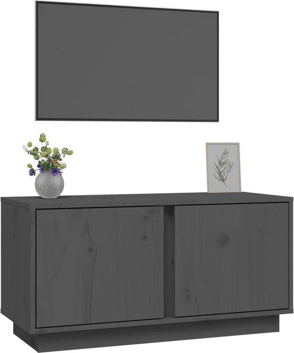 Produktbild VidaXL TV-Schrank Grau 80x35x40,5 cm Massivholz Kiefer,Farbe (80 x 35 x 40.5 cm)
