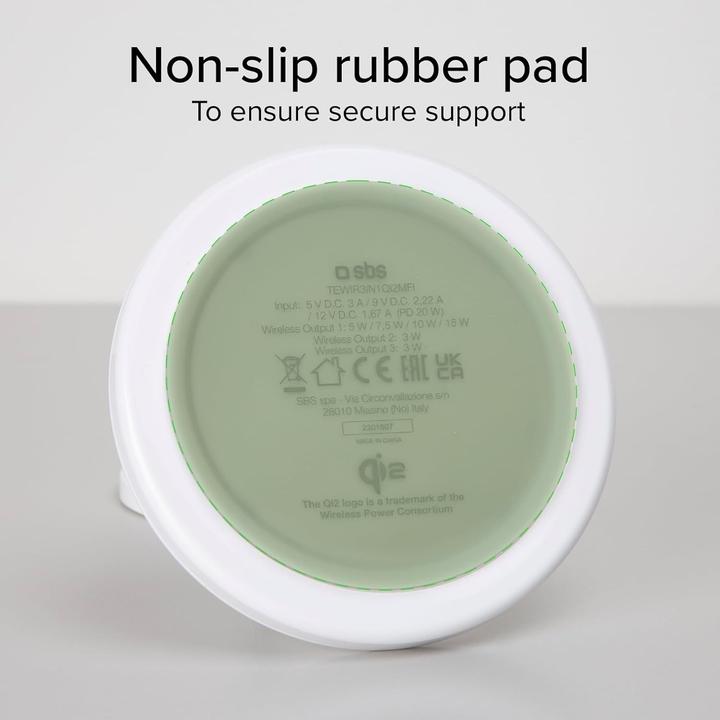 Produktbild SBS Kabellose Qi2 3x1-Ladestation für iPhone 16/15/14/13/12, Android-Smartphones, Apple Watch und kabell (15 W)