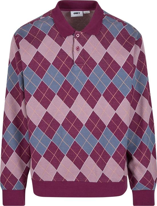 Actual product image Obey Long Sleeve Polo Argylie Jacquard - 106493 (M)