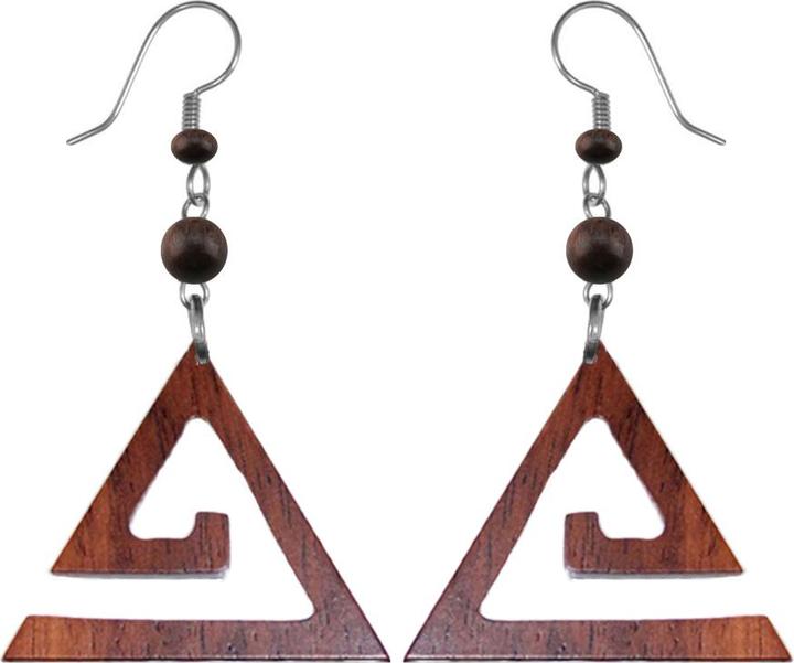 Produktbild Star Piercing Ohrring Spirale Dreieck aus Sonoholz (ohne Messing, Organisch, Chirurgenstahl 316L)