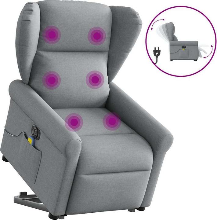 Immagine prodotto vidaXL Poltrona massaggiante elettrica con ausilio per la posizione eretta Tessuto grigio chiaro