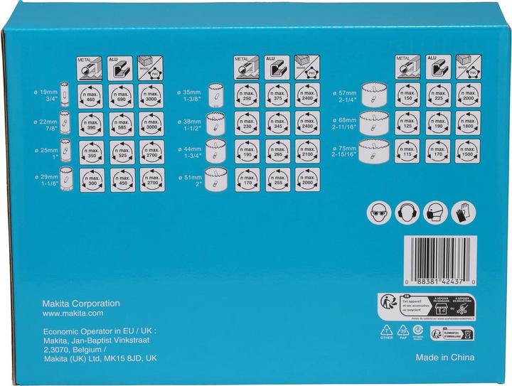 Produktbild Makita D-47298 (22 mm, 19 mm, 25 mm, 29 mm, 35 mm, 38 mm, 44 mm, 68 mm, 57 mm, 51 mm, 75 mm)