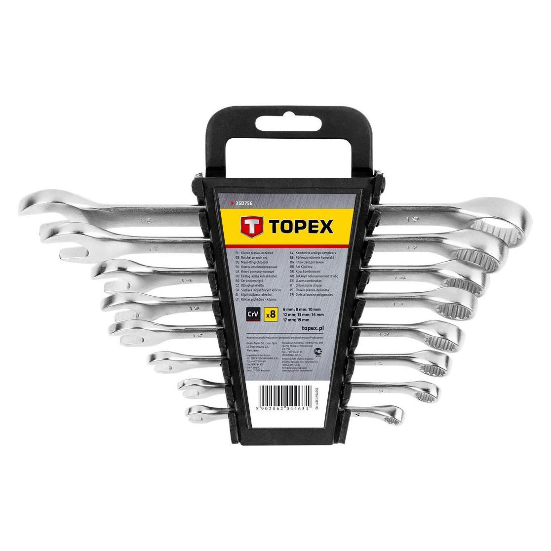 Topex, Momentsleutel, Combinatiesleutelset 6-19 8-delig (35D756)
