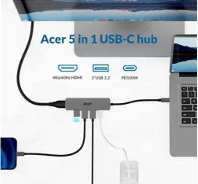 Actual product image Acer 5-in-1 Type-C Dongle (USB-C)