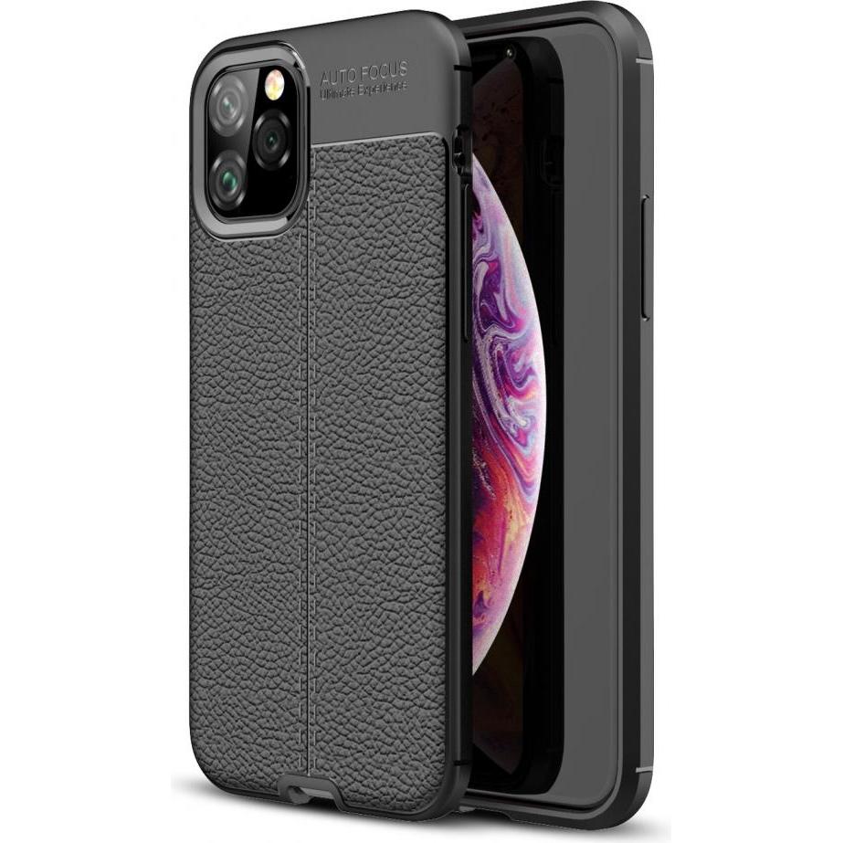 Screenguard Apple iPhone 11 Pro Hülle Leather Design TPU Cover (Apple iPhone 11 Pro), Smartphone Hülle, Schwarz