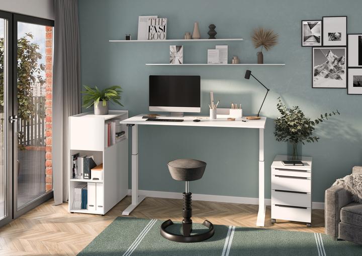 Actual product image Germania DOWNEY height-adjustable desk white rectangular, C-leg frame white 140.0 x 80.0 cm