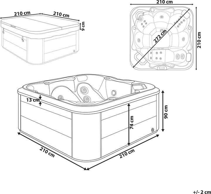 Actual product image Beliani Whirlpool Outdoor white with LED square 210 x 210 cm TULAROSA (6 pers.)
