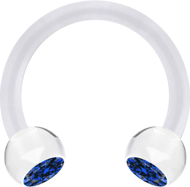 Immagine prodotto Star Piercing Micro Circular Barbell trasparente con due sfere di cristallo blu scuro (senza ottone, Materiale sintetico)