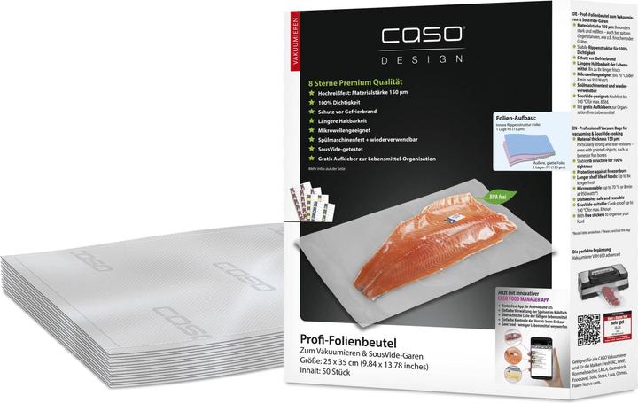 Caso Profi-Folienbeutel, 25 x 35 cm, 50 Stück für Vakuumierer inkl. Food Manager Etiketten