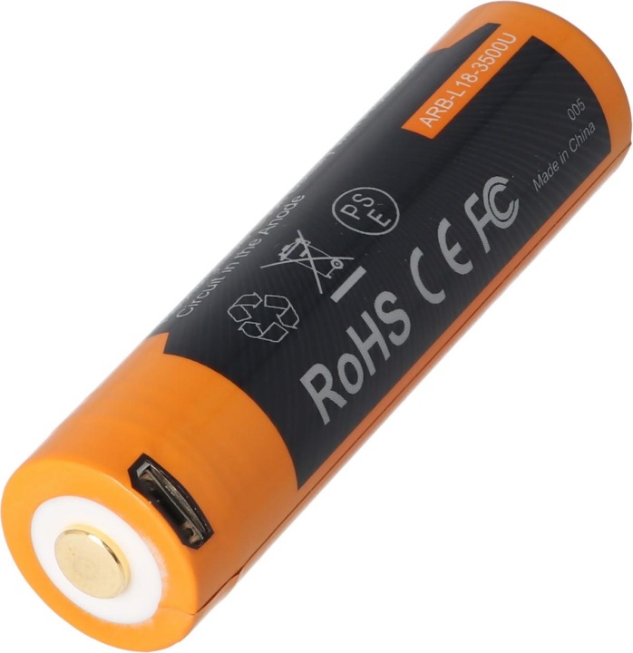 Actual product image Fenix 18650 battery protected with USB charging function, with AccuSafe