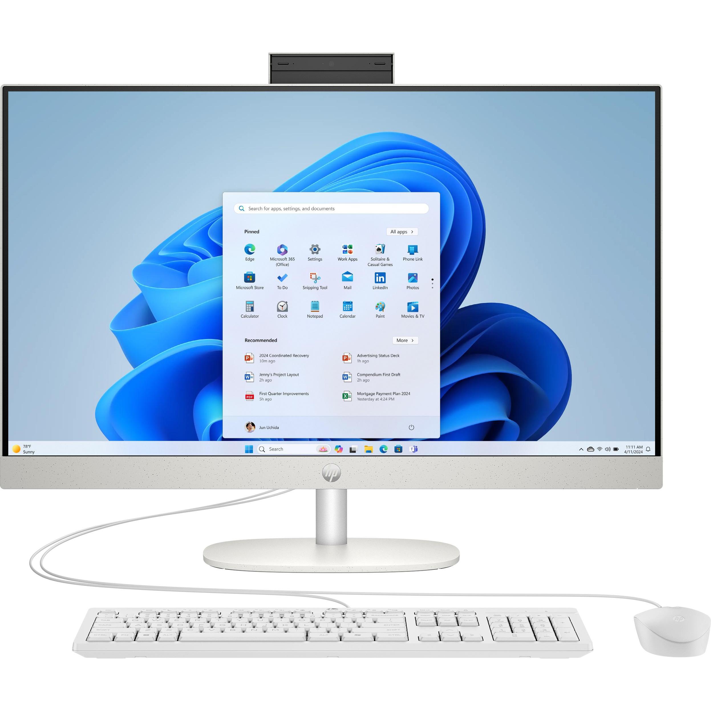 HP AIO 27-cr2275ng (512 GB, 16 GB, Intel Core Ultra 7 255U, Intel UHD Graphics), PC, Weiss